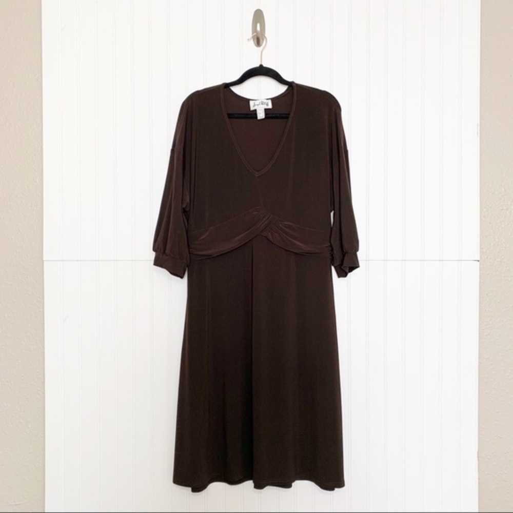 Joseph Ribkoff Solid Brown Stretch Robe Dress